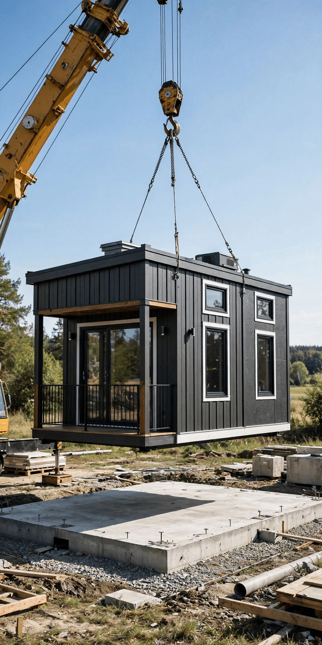 prefab vs kit tiny house build effort and labour compared in a pin graphic