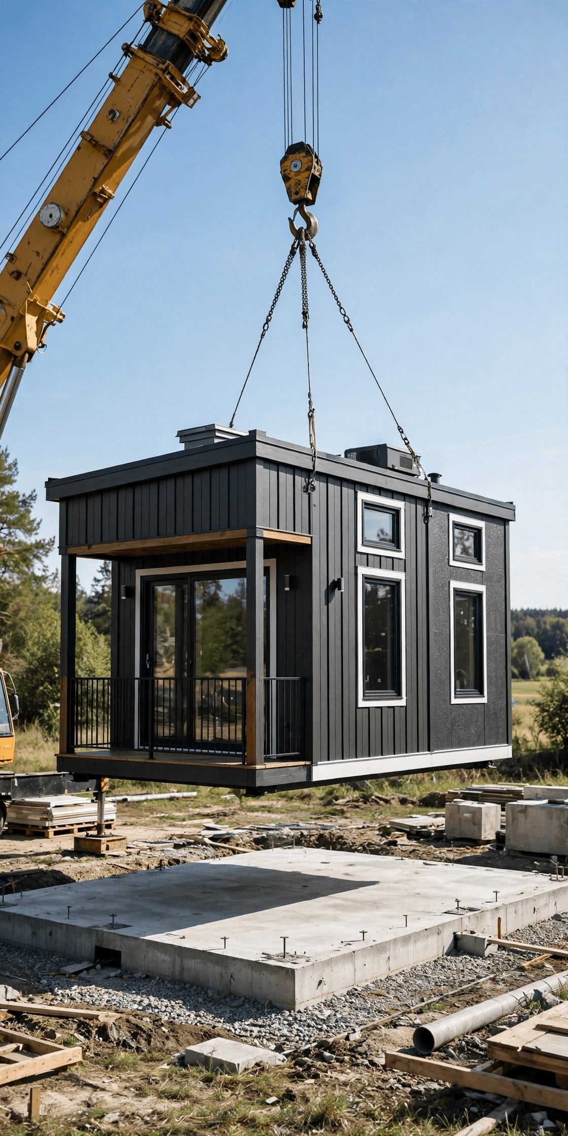 prefab vs kit tiny house build effort and labour compared in a pin graphic