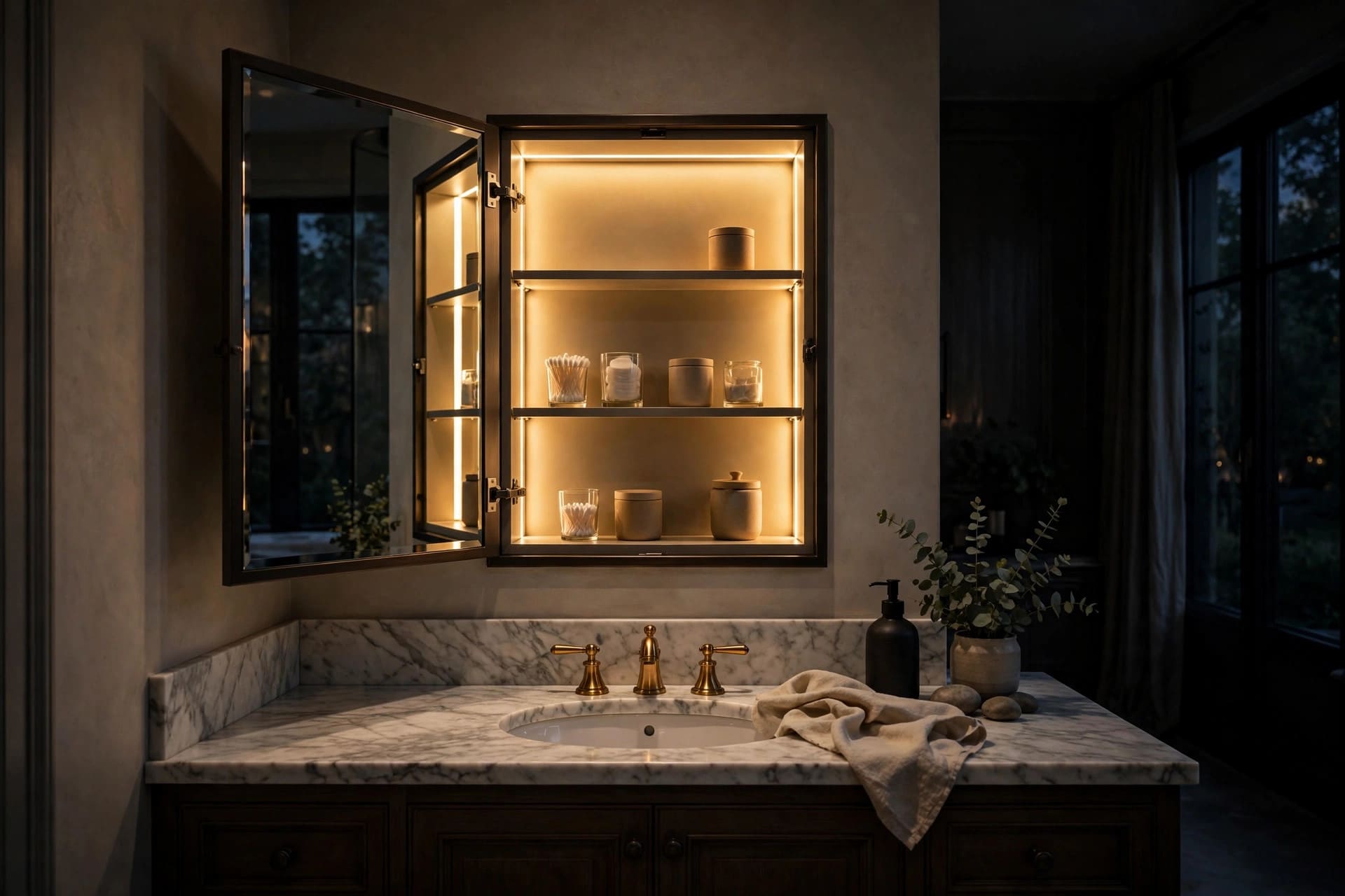 recessed medicine cabinet: framed opening ready for the cabinet box