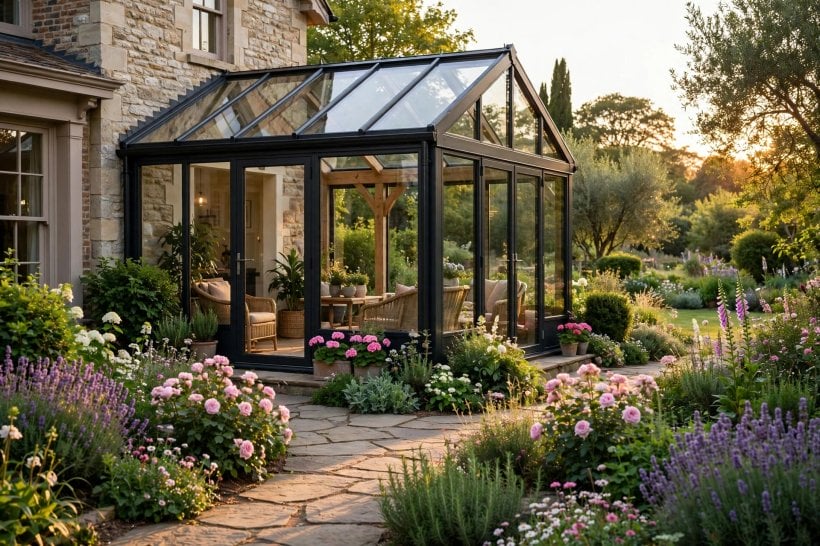 home addition ideas: kitchen extension with island seating and folding doors to the garden