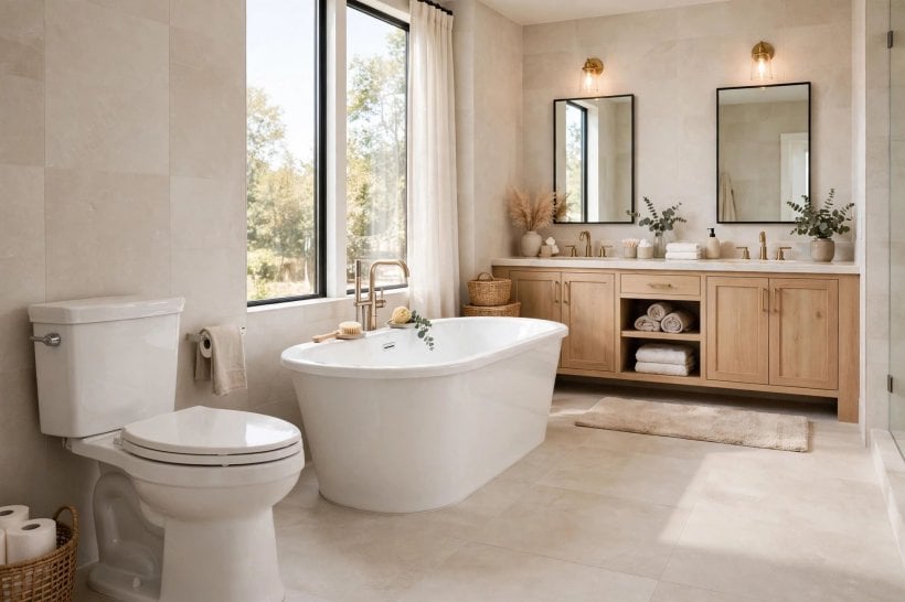 round vs elongated toilet: cleaning access around both bowl shapes