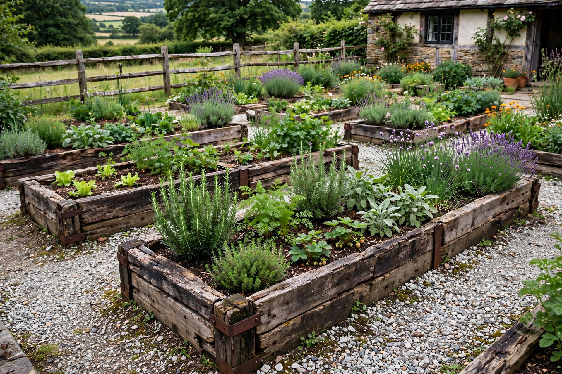 rustic landscaping: loose perennial drifts with ornamental grasses