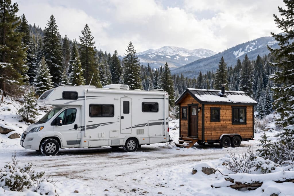 rv vs tiny house winter living