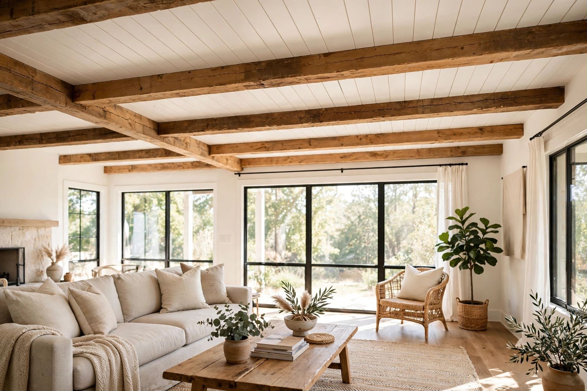 shiplap wall: freshly painted boards with a smooth satin finish