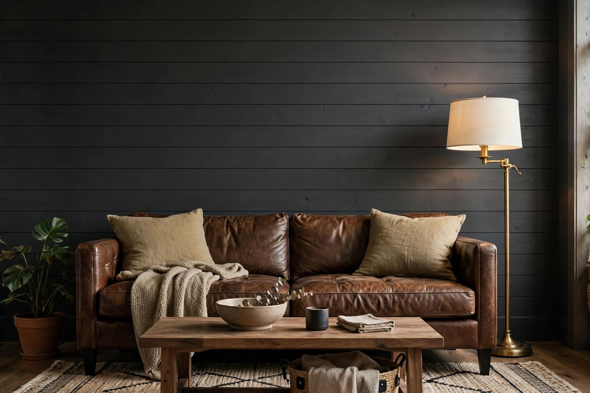 shiplap wall: boards framing a simple fireplace and mantel