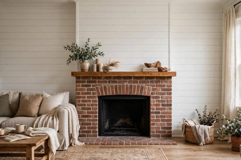 shiplap wall: hallway wainscot with coat hooks