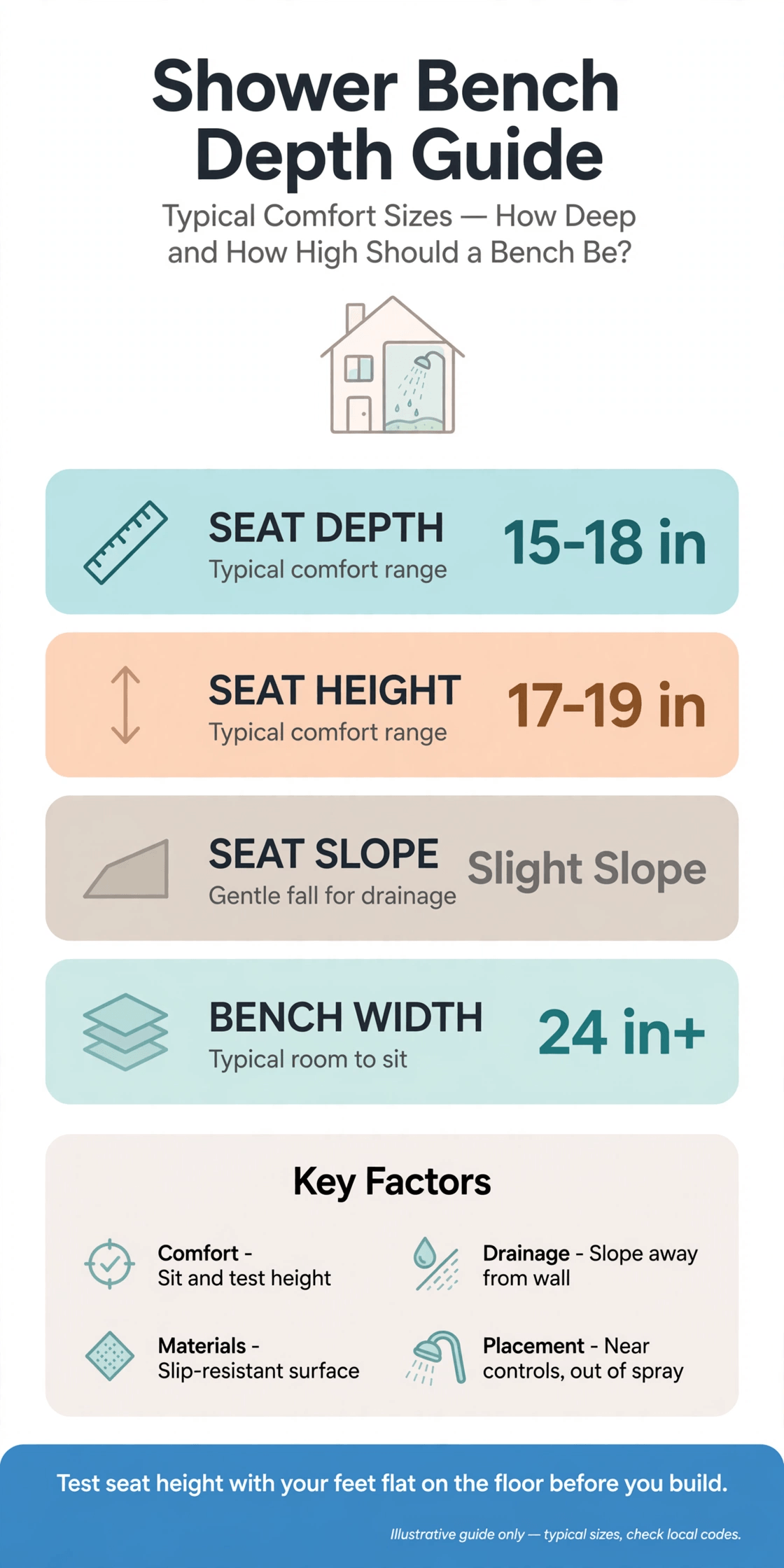 shower bench depth
