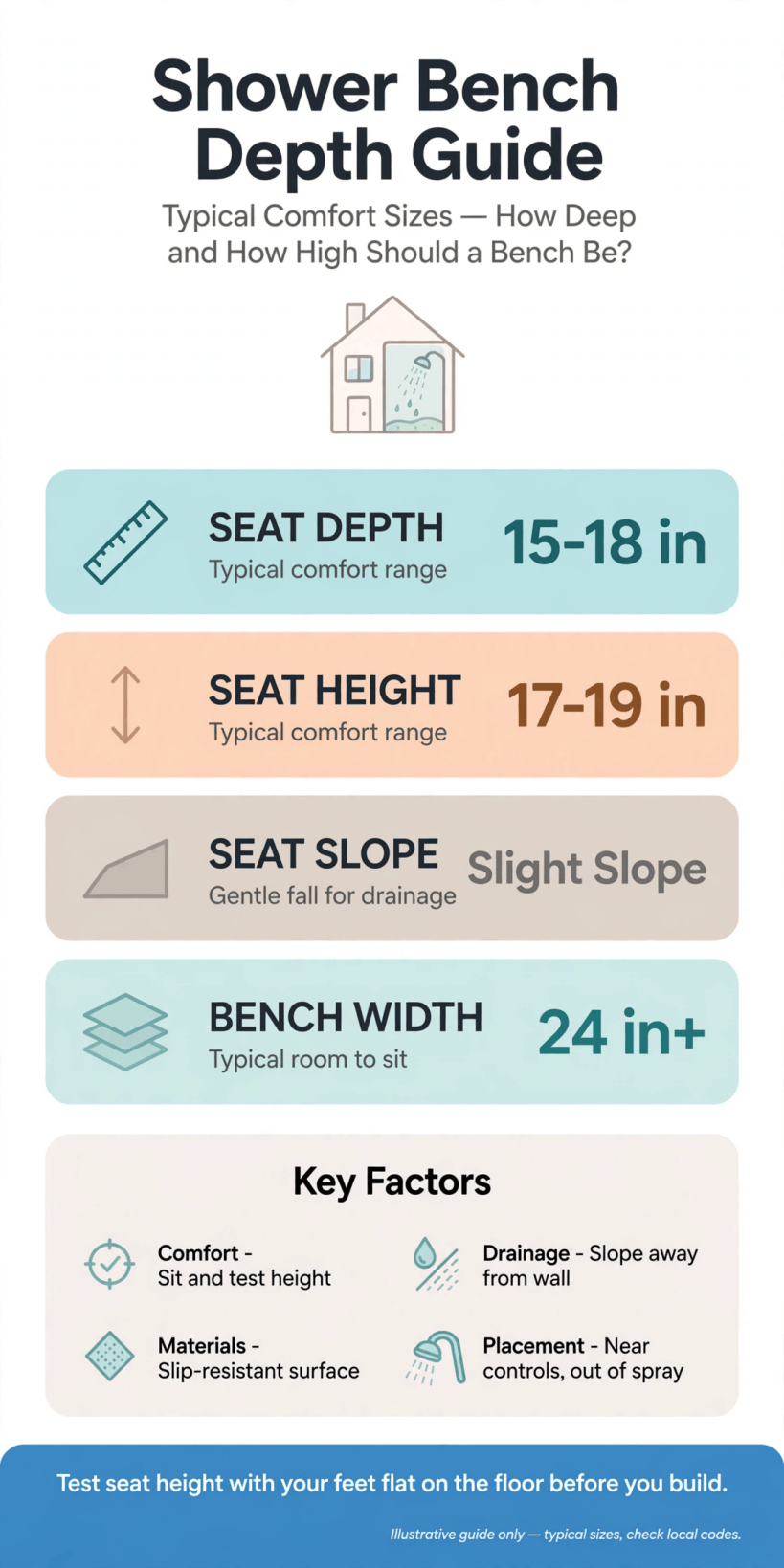 shower bench depth