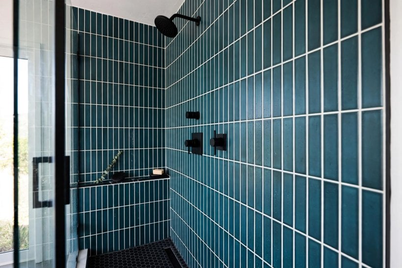shower tile patterns: basketweave and pinwheel mosaic floors