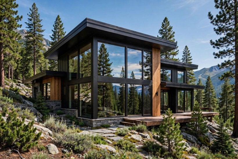 sierra pacific windows: home exterior with large windows