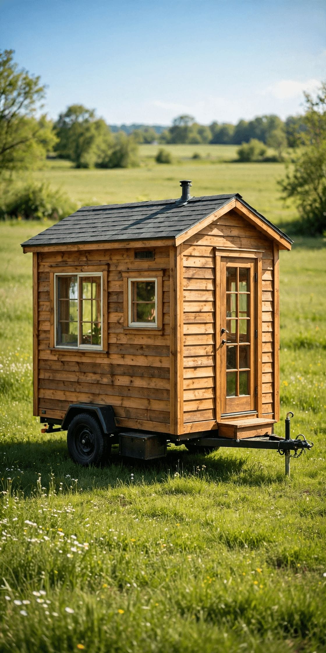 skoolie vs tiny house off-grid systems power water and heat compared in a pin graphic