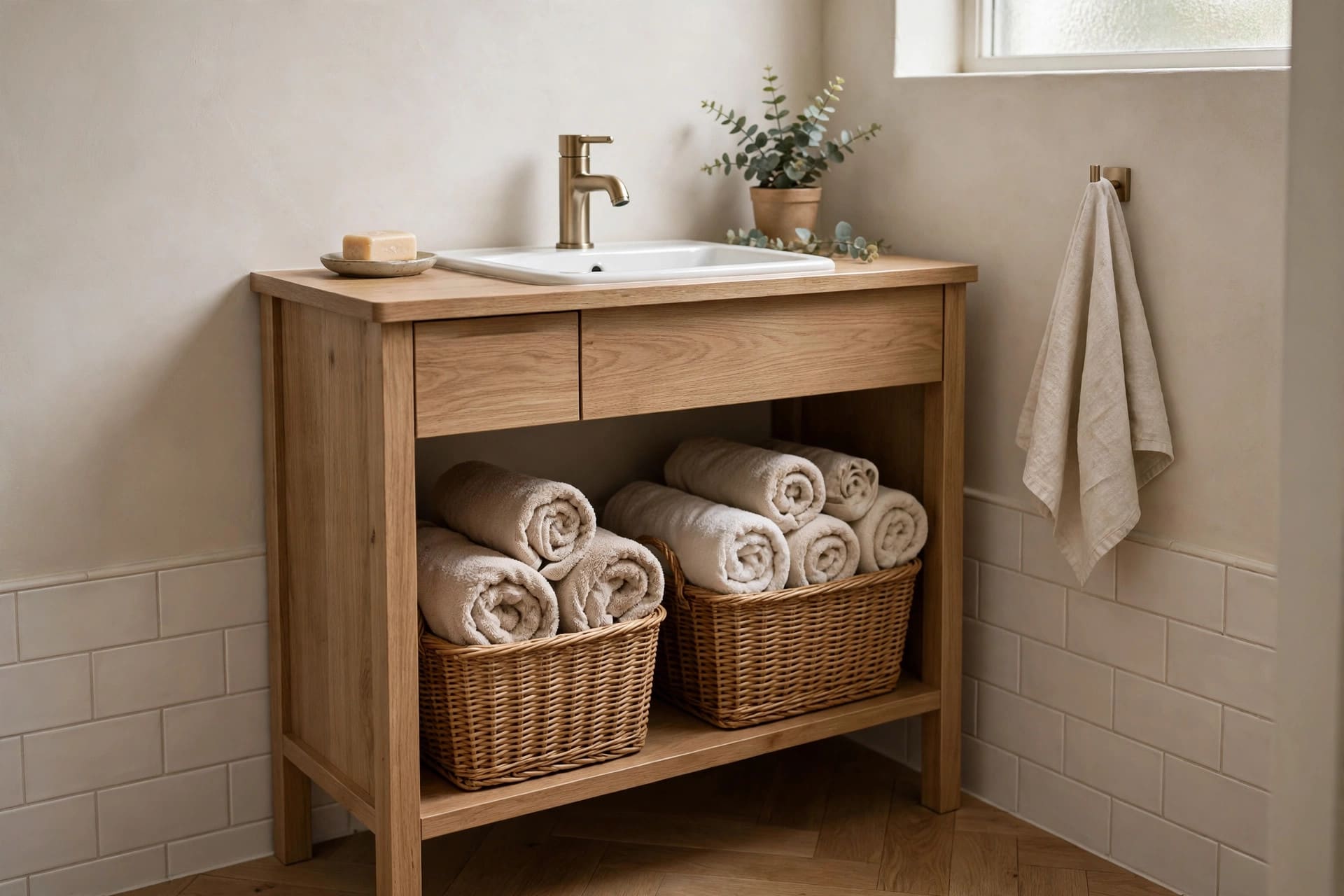small bathroom vanity: double-drawer vanity with mirror
