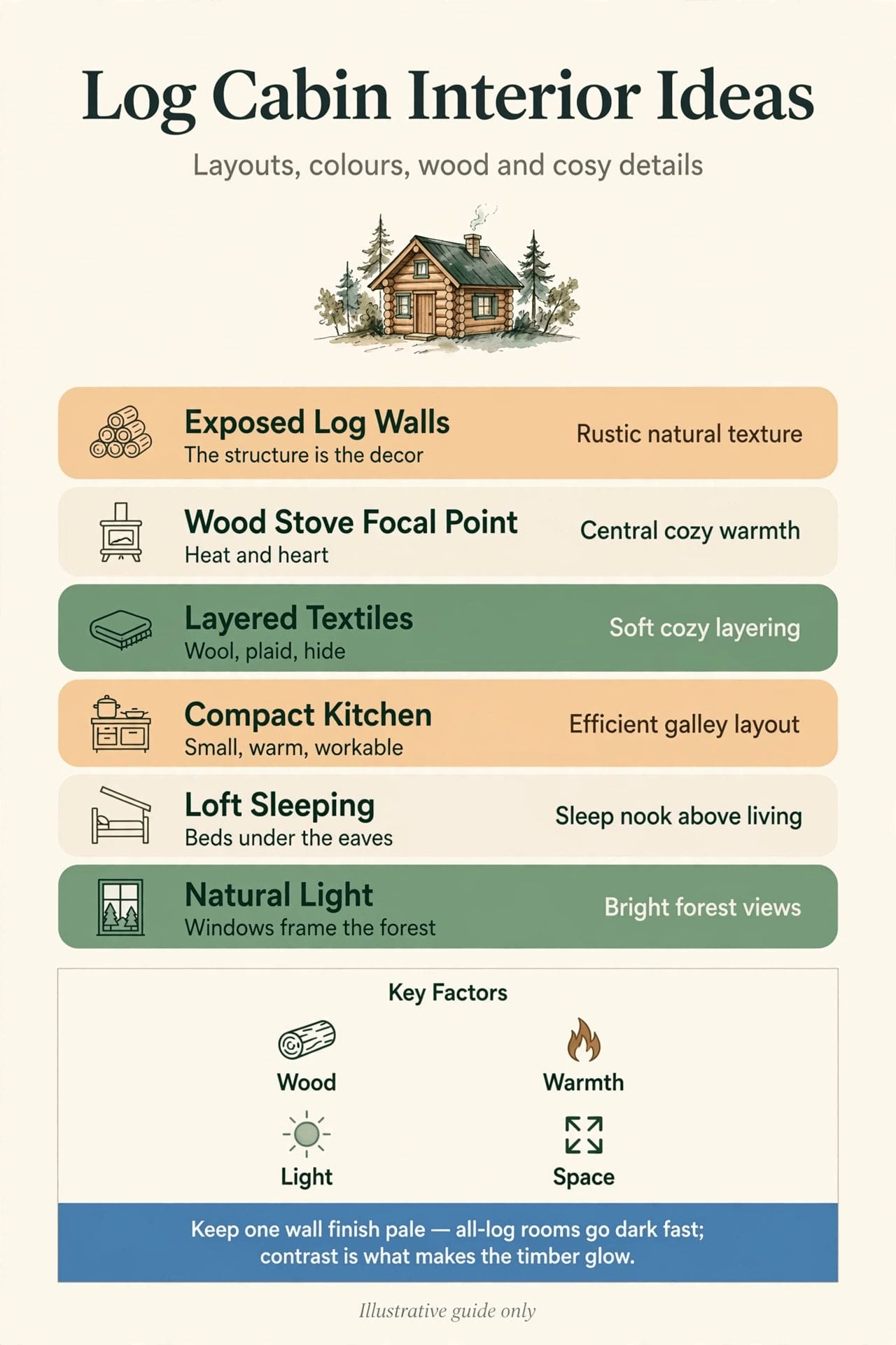 Small Log Cabin Interiors: Layouts, Colours, Wood and Cosy Details