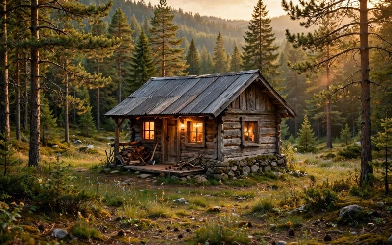 small rustic cabins