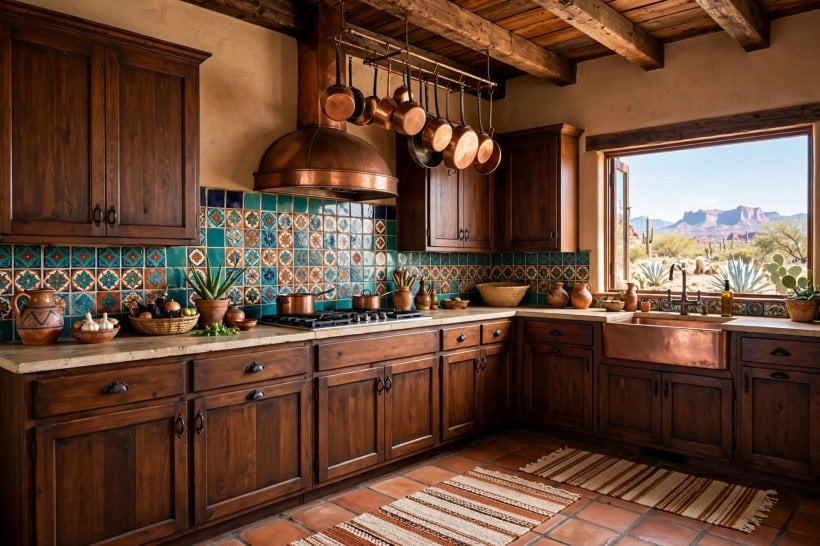 southwestern house: living room with a beehive fireplace