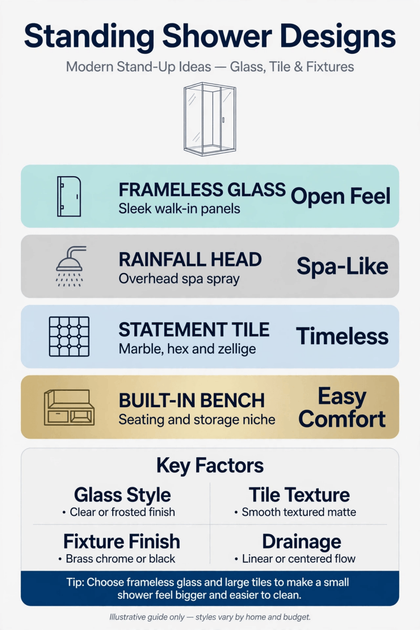 standing shower designs