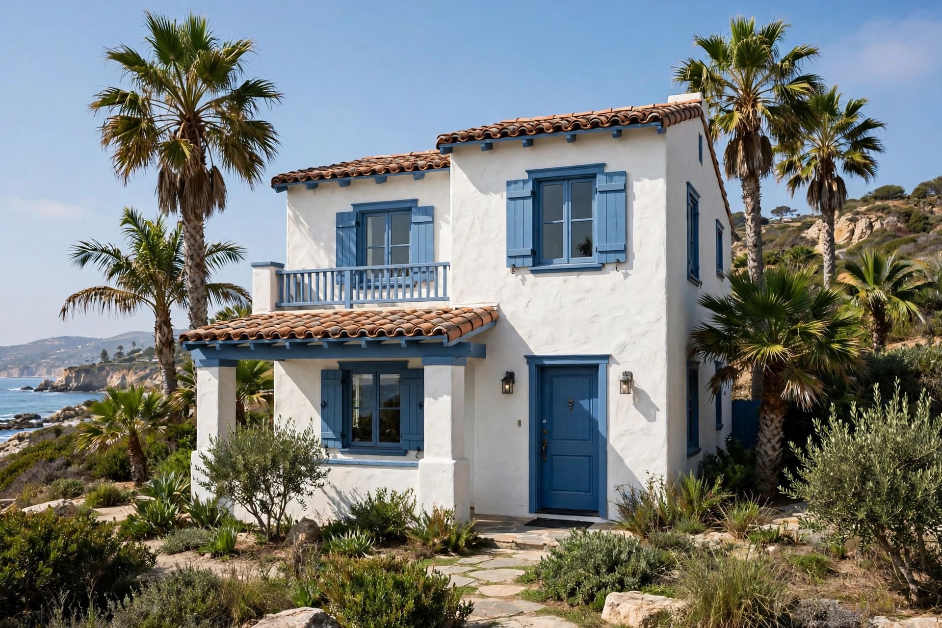 stucco house: stone veneer base paired with stucco walls