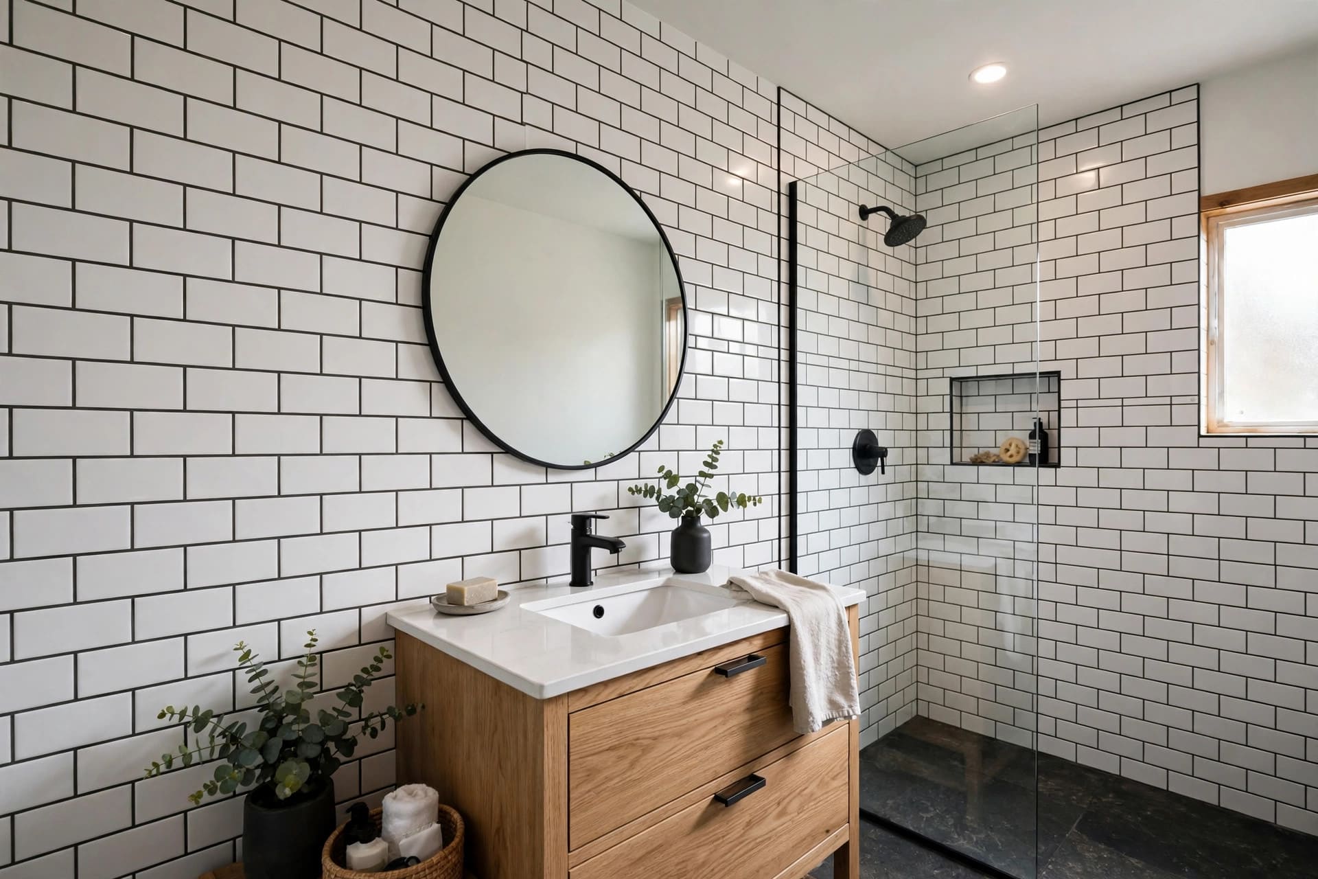 subway tile patterns: classic running bond splashback