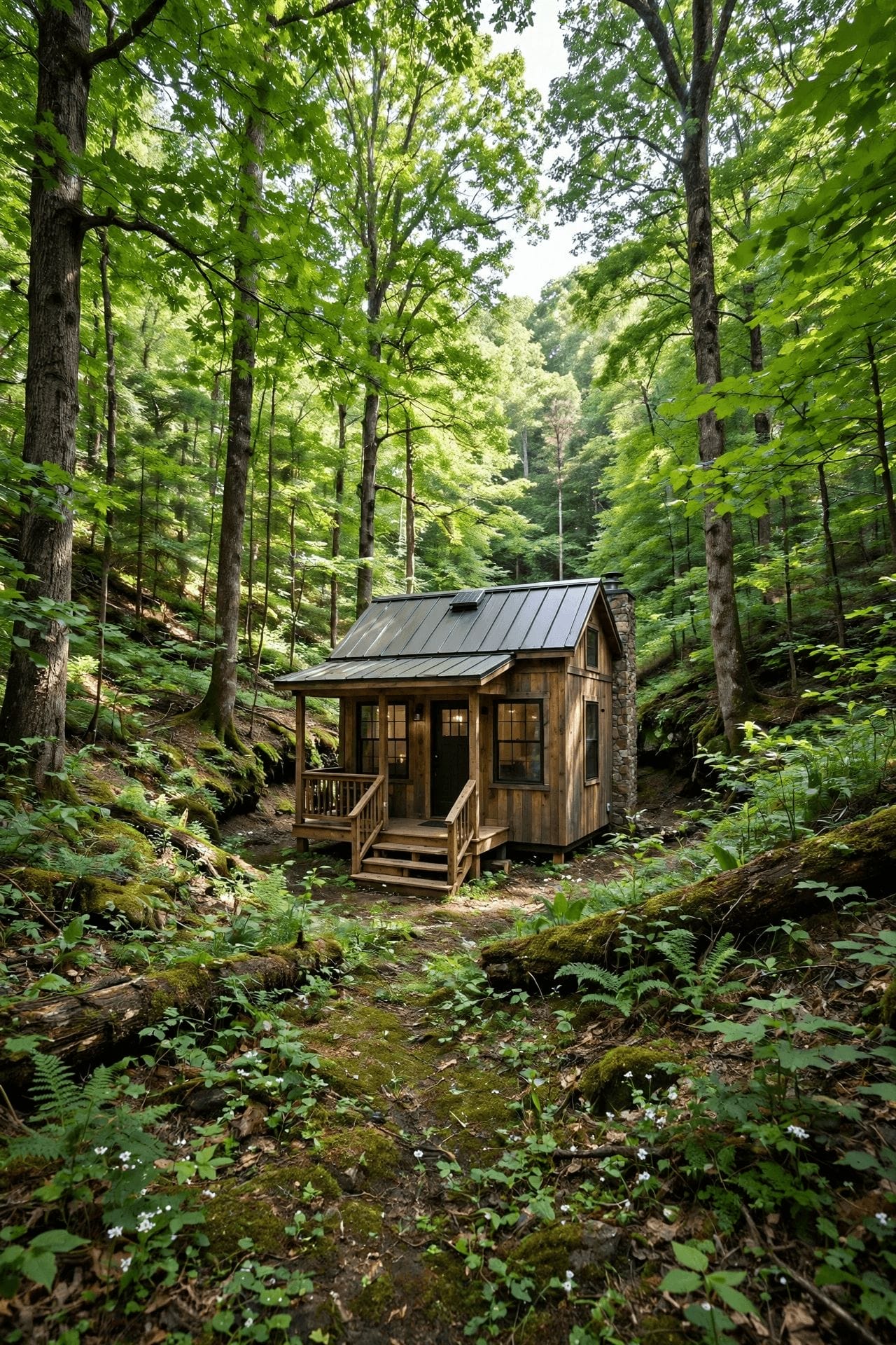 Tiny house laws in Kentucky — tiny house in rolling bluegrass countryside