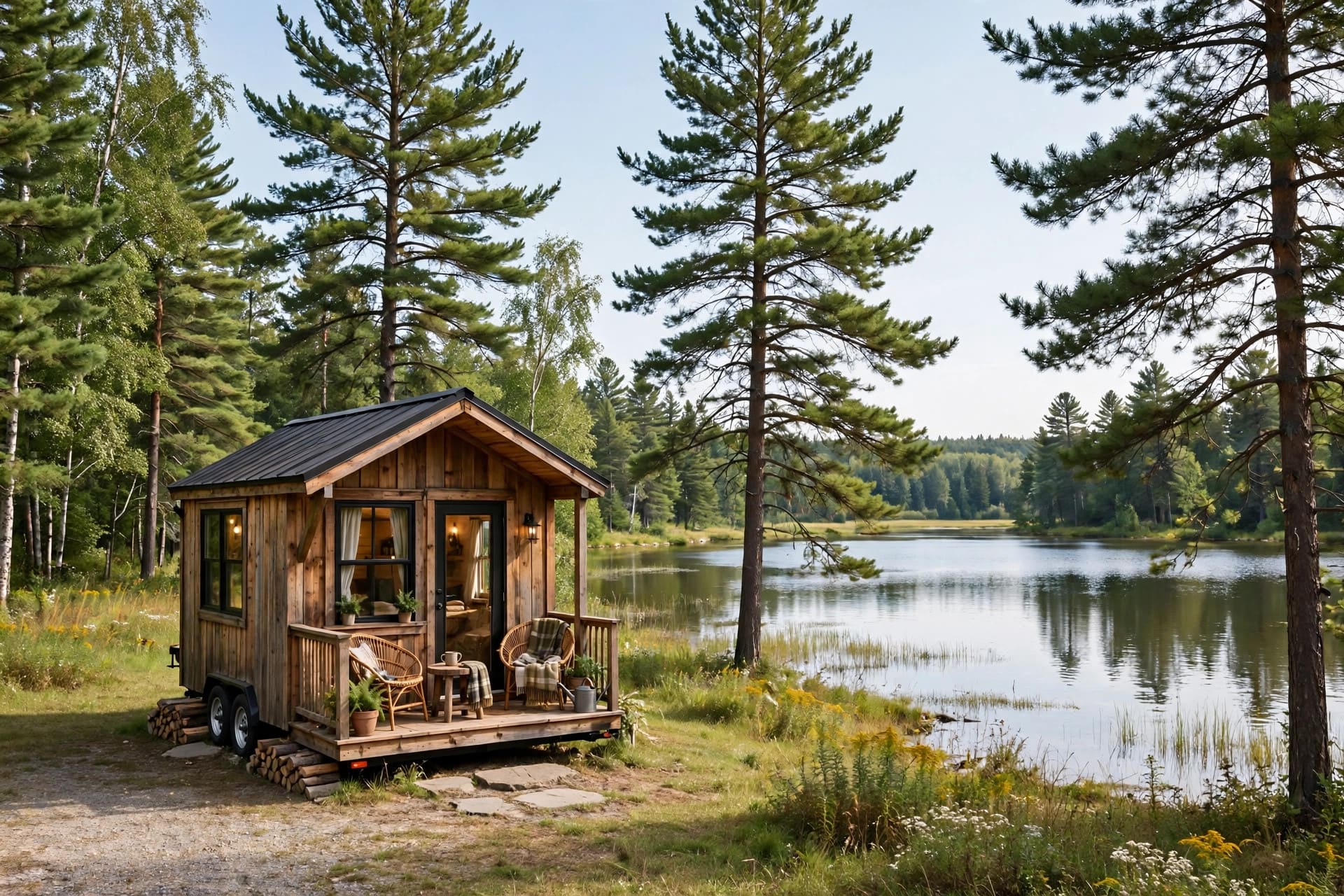 Tiny house laws in Michigan — featured image of a tiny house in a Michigan setting
