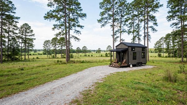 Tiny house laws in Mississippi — featured image of a tiny house in a Mississippi setting