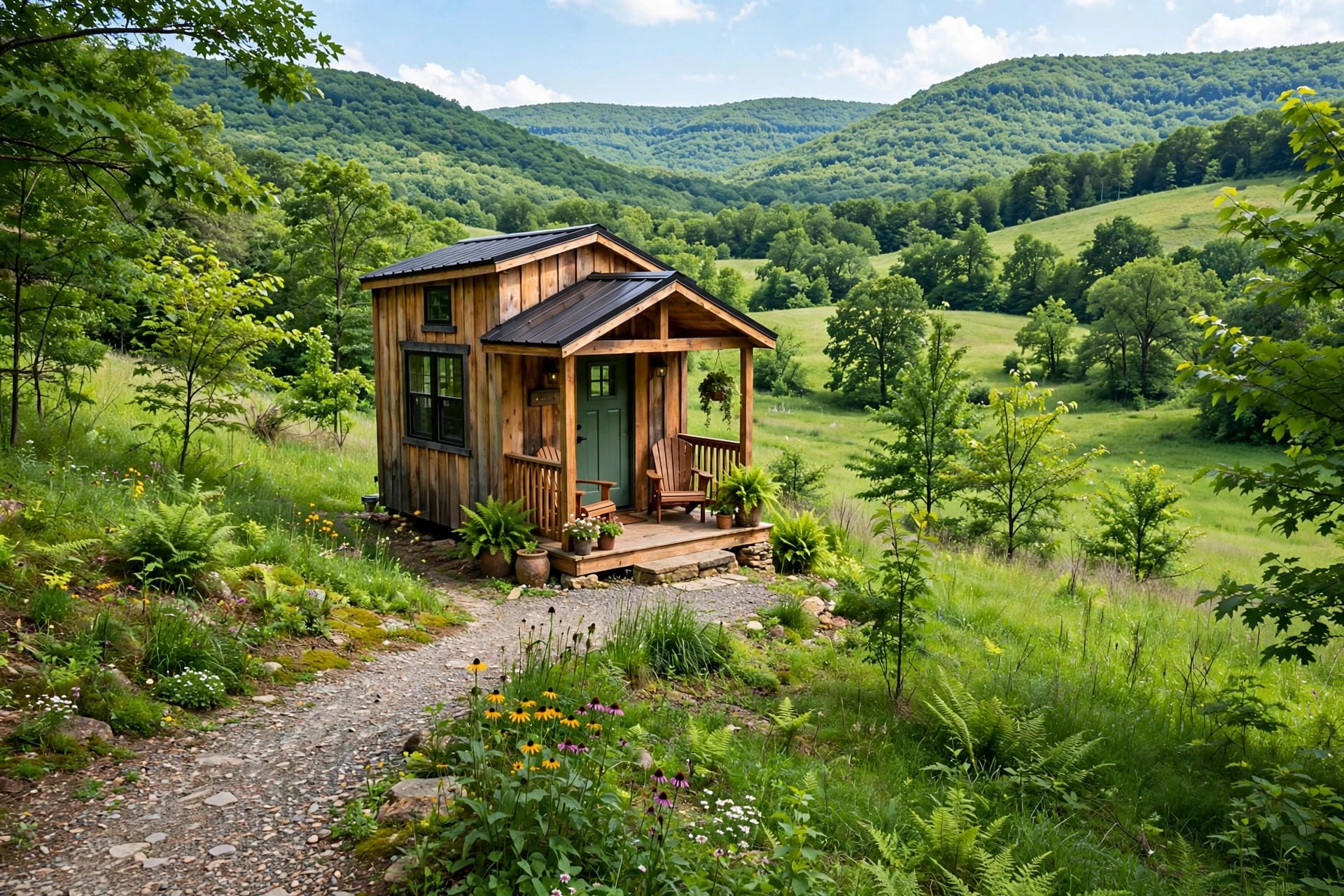 Tiny house laws in Missouri — featured image of a tiny house in a Missouri setting