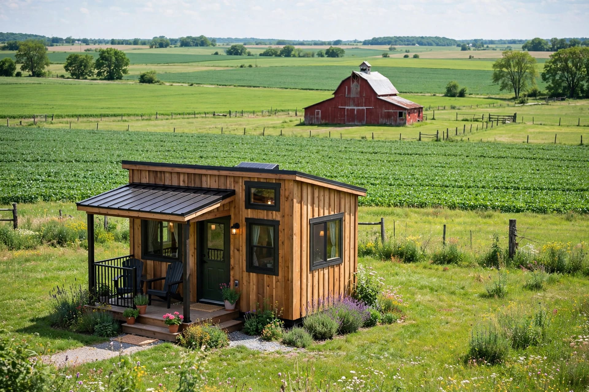 Tiny house laws in Ohio — featured image of a tiny house in an Ohio setting