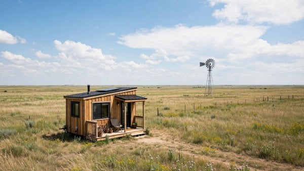 Tiny house laws in Oklahoma — featured image of a tiny house in an Oklahoma setting