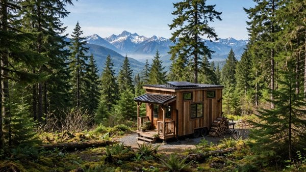 Tiny house laws in Oregon — featured image of a tiny house in an Oregon setting