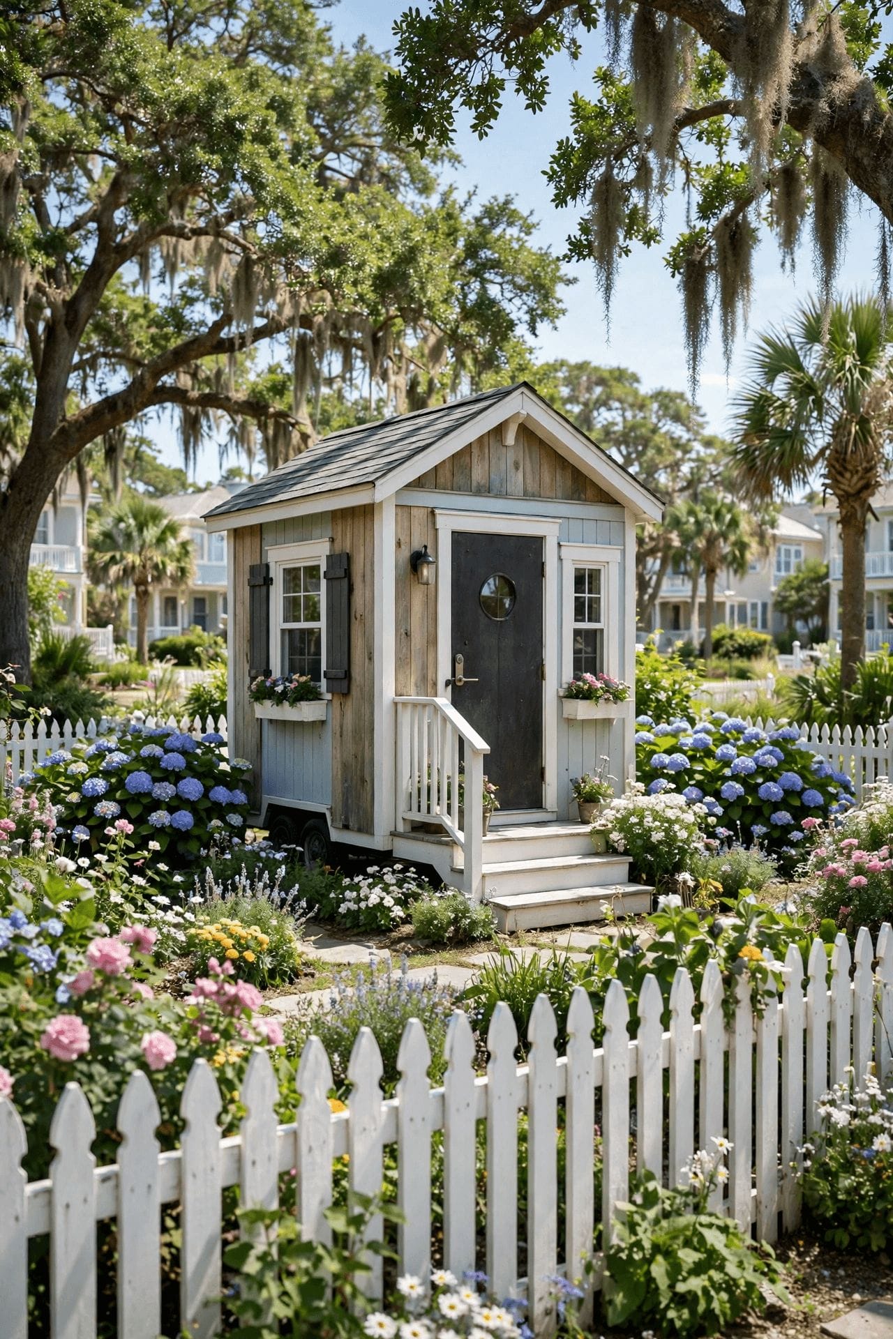 tiny house laws south carolina — pin showing a small foundation tiny house in South Carolina