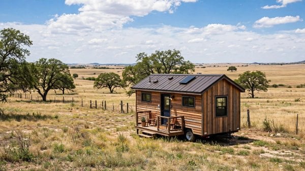 tiny house laws texas — a tiny house on a permanent foundation in Texas
