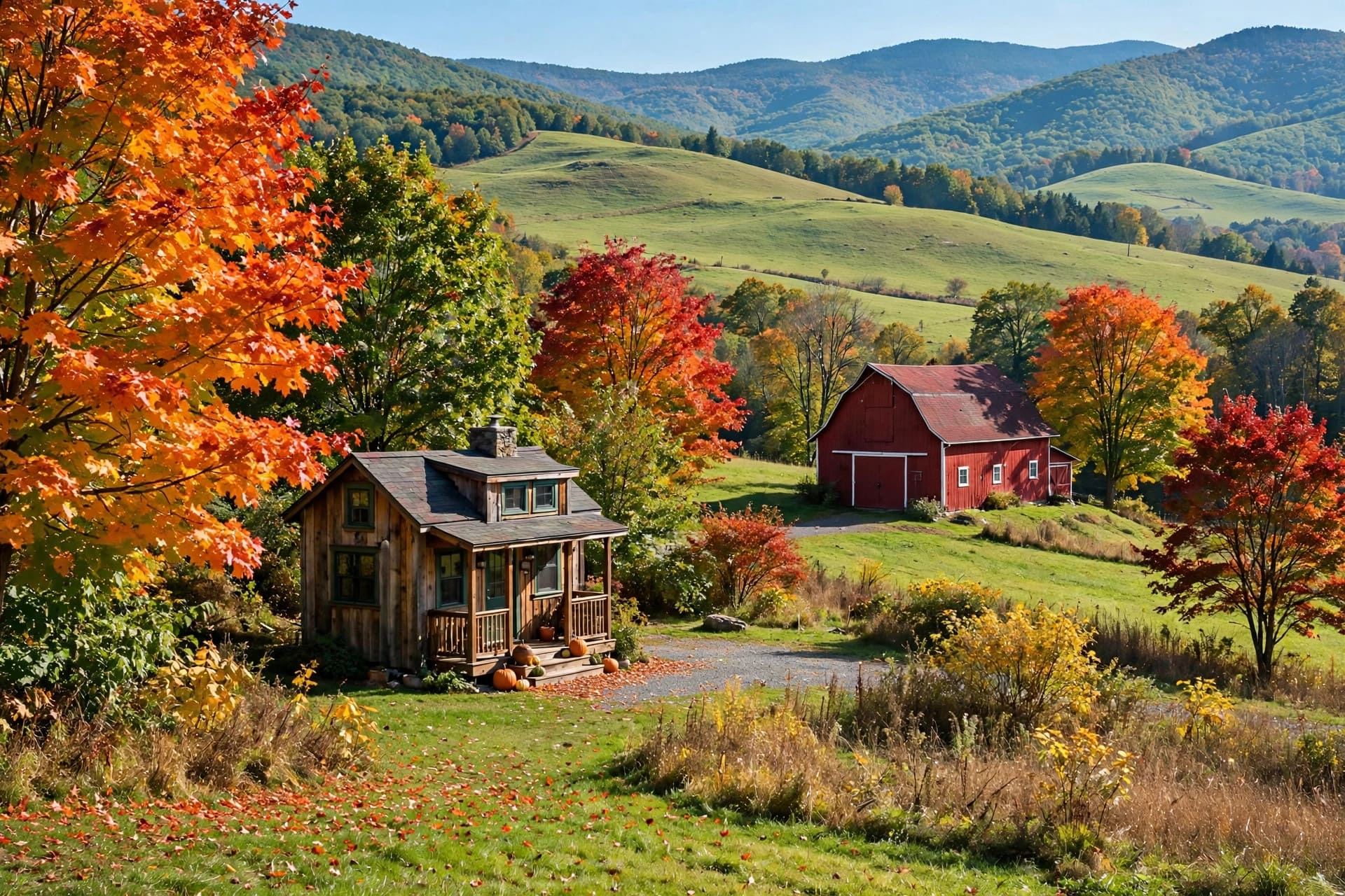Tiny house laws in Vermont — featured image of a small house on a Vermont country lot