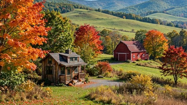 Tiny house laws in Vermont — featured image of a small house on a Vermont country lot