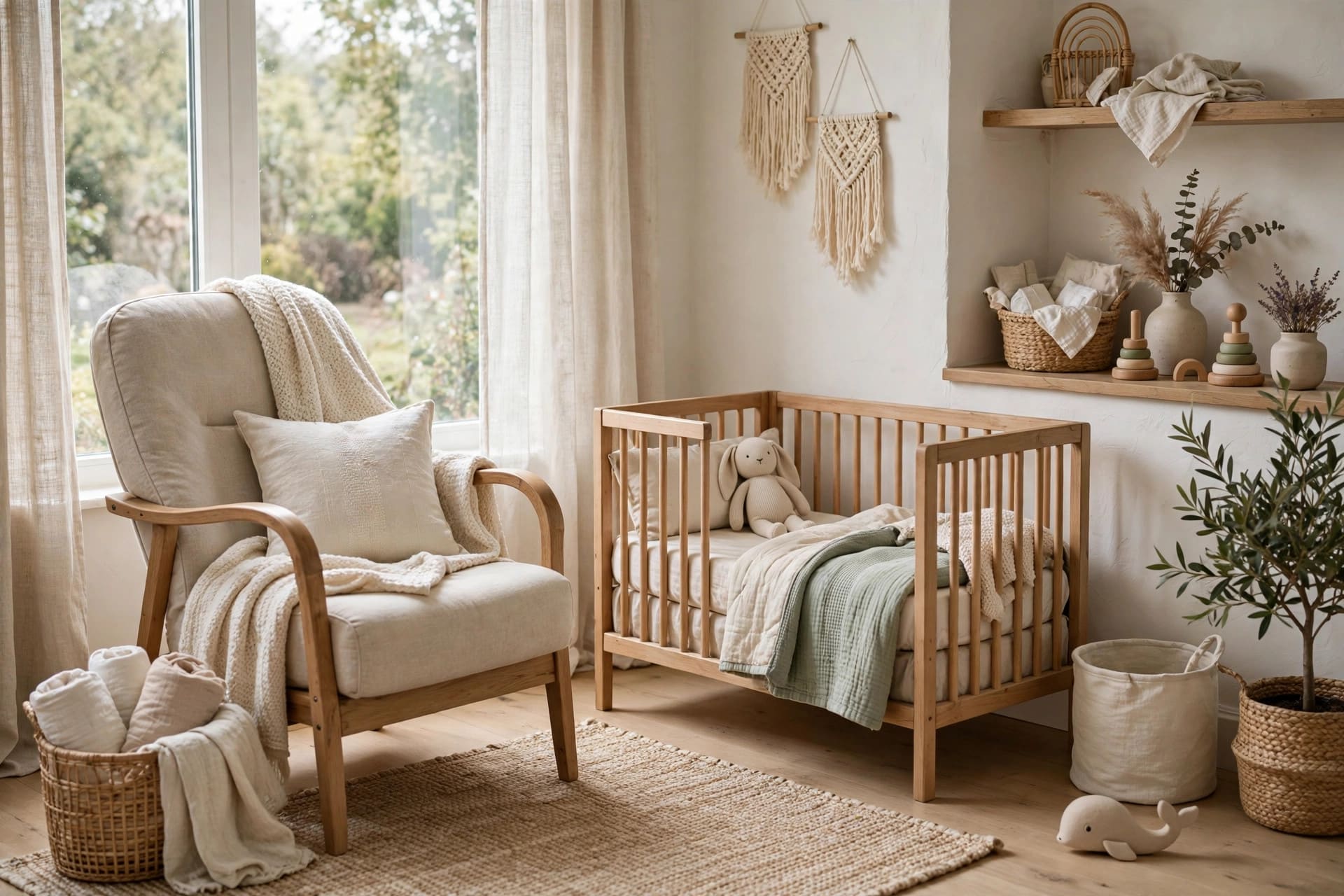 tiny house nursery ideas showing a compact baby corner with a mini crib in a small home