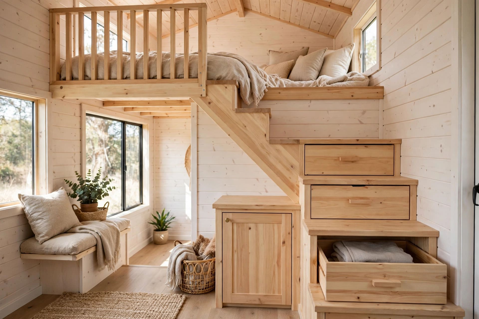 tiny house under stair storage