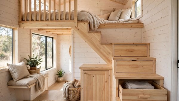 tiny house under stair storage