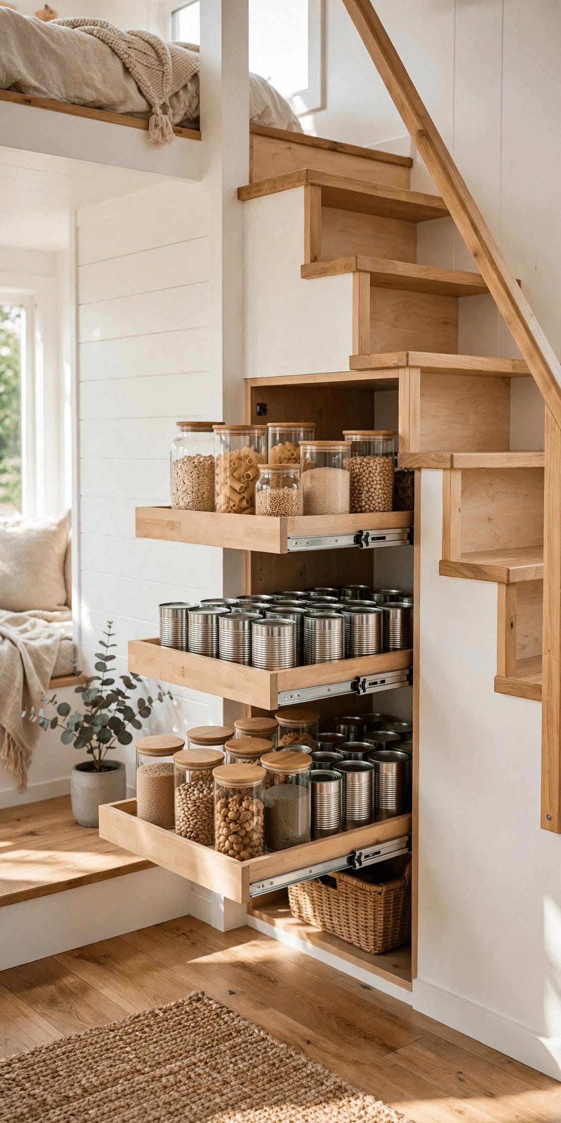tiny house under stair storage