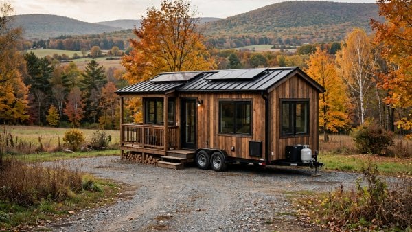 Tiny house for sale in New York State in a rural setting with four-season insulation