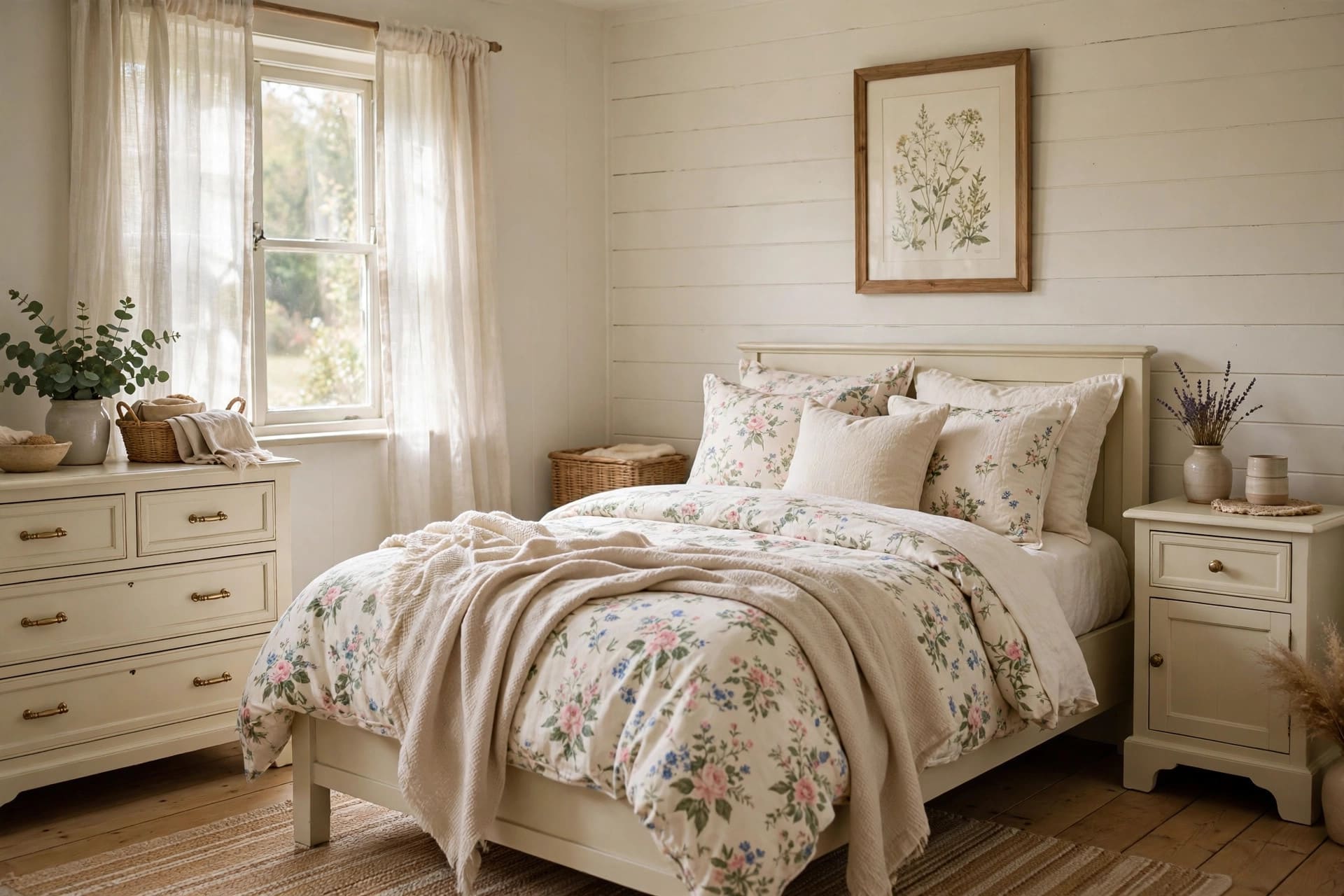 traditional bedroom: curtains and warm bedside lighting for the evening