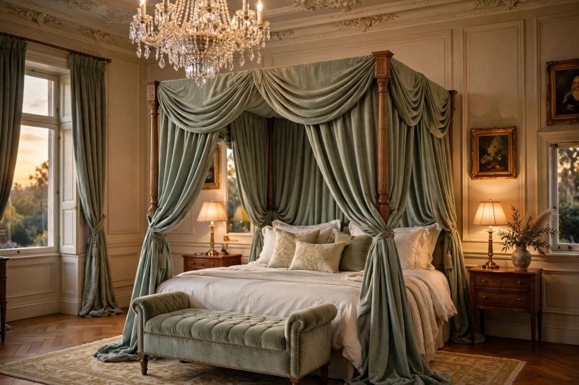 traditional bedroom: finishing touches with art, books and a plant