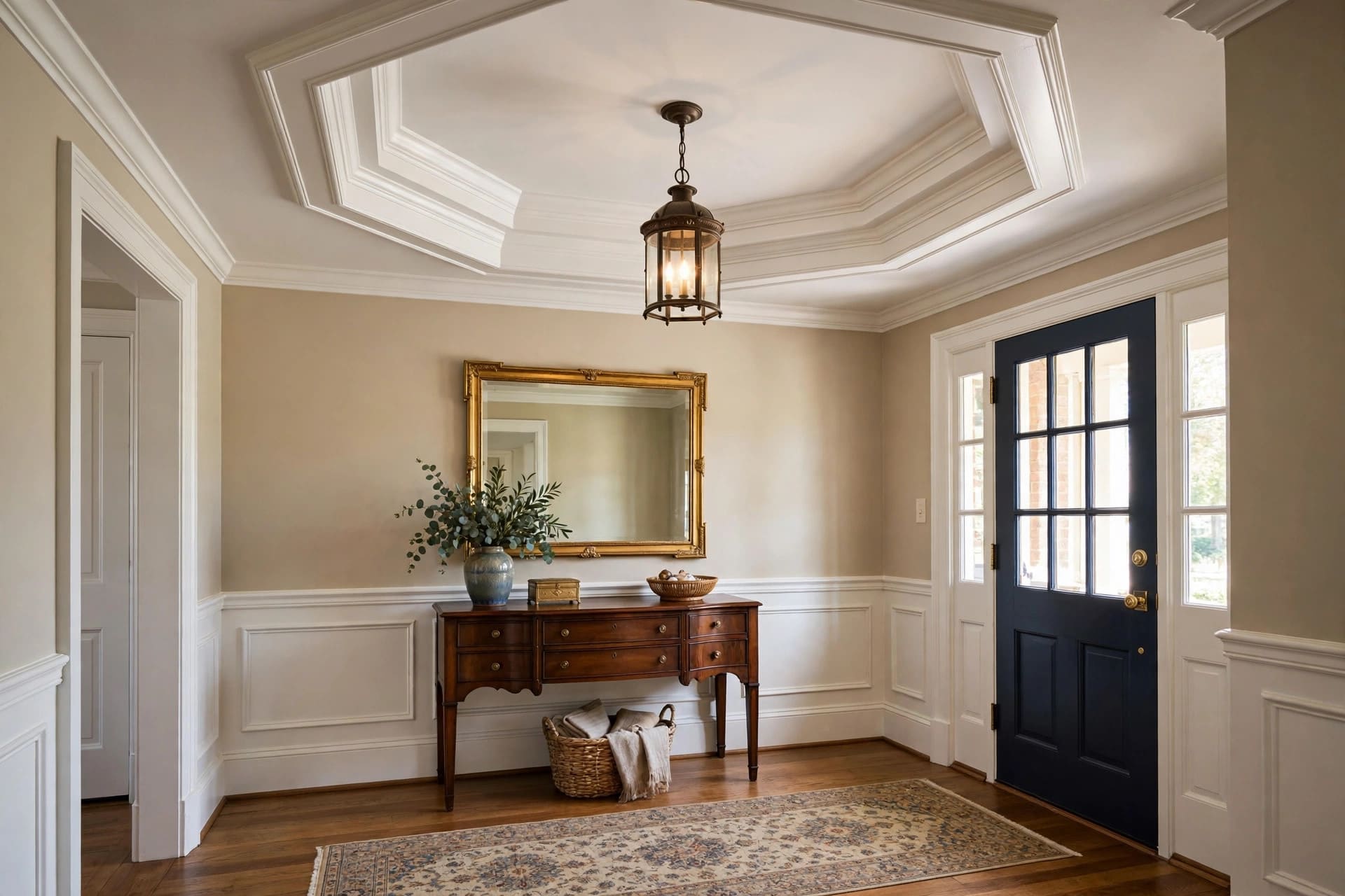 tray ceiling: cove lighting in a stepped design example