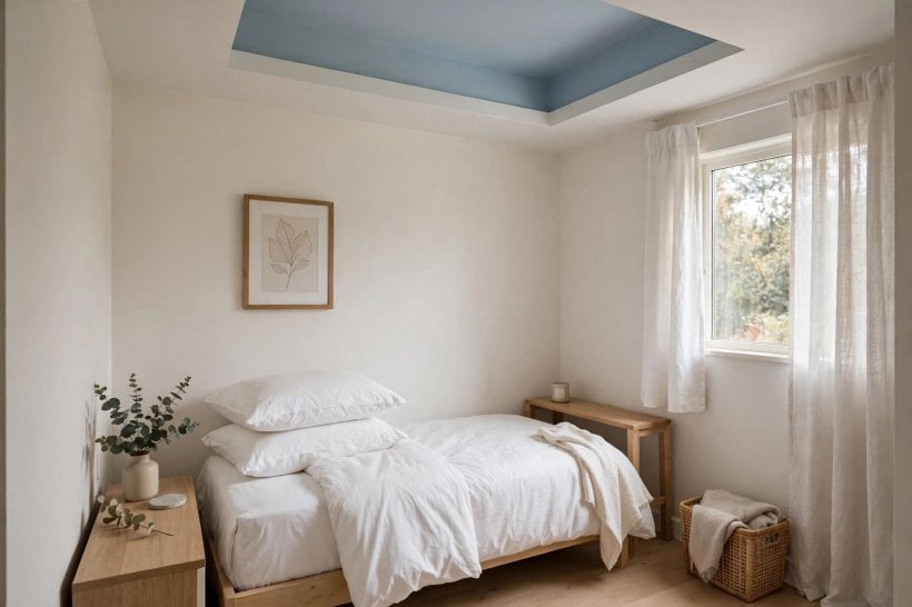 tray ceiling: calm styled room design example