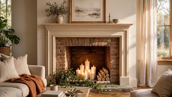 how to decorate inside of fireplace