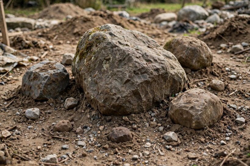 Alpine Rock Garden: large boulders buried one-third deep so they read as bedrock