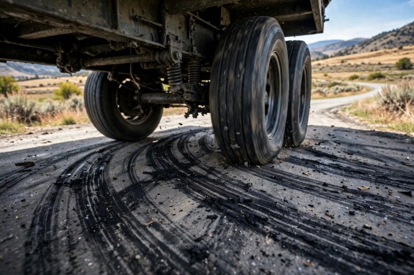 double vs triple axle: trailer tires scrubbing sideways during a tight turn on pavement