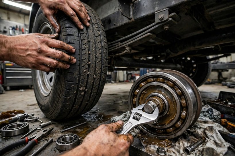 double vs triple axle: checking trailer tire tread and wheel bearings during maintenance