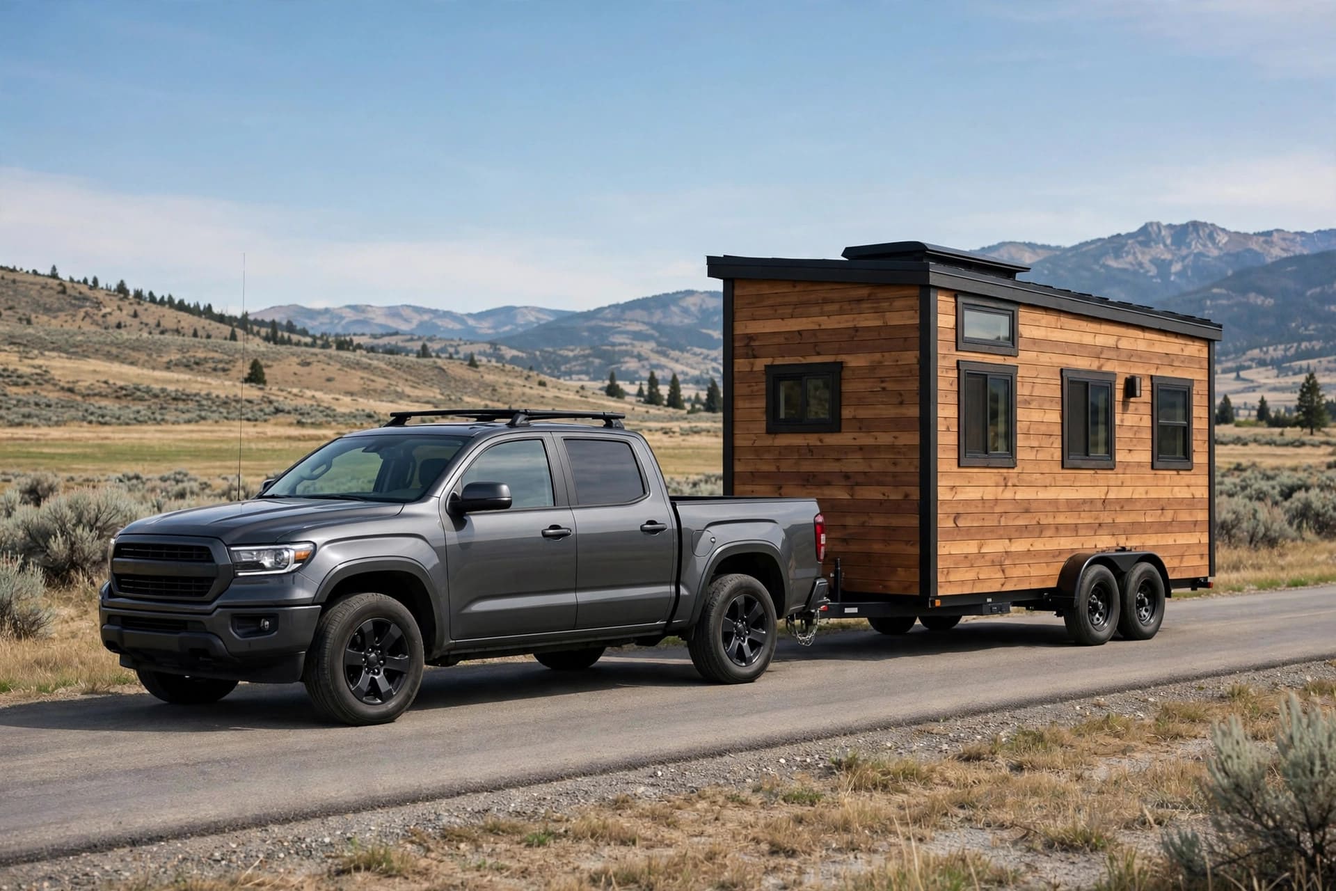 axle placement guide: a finished tiny house on wheels towing level