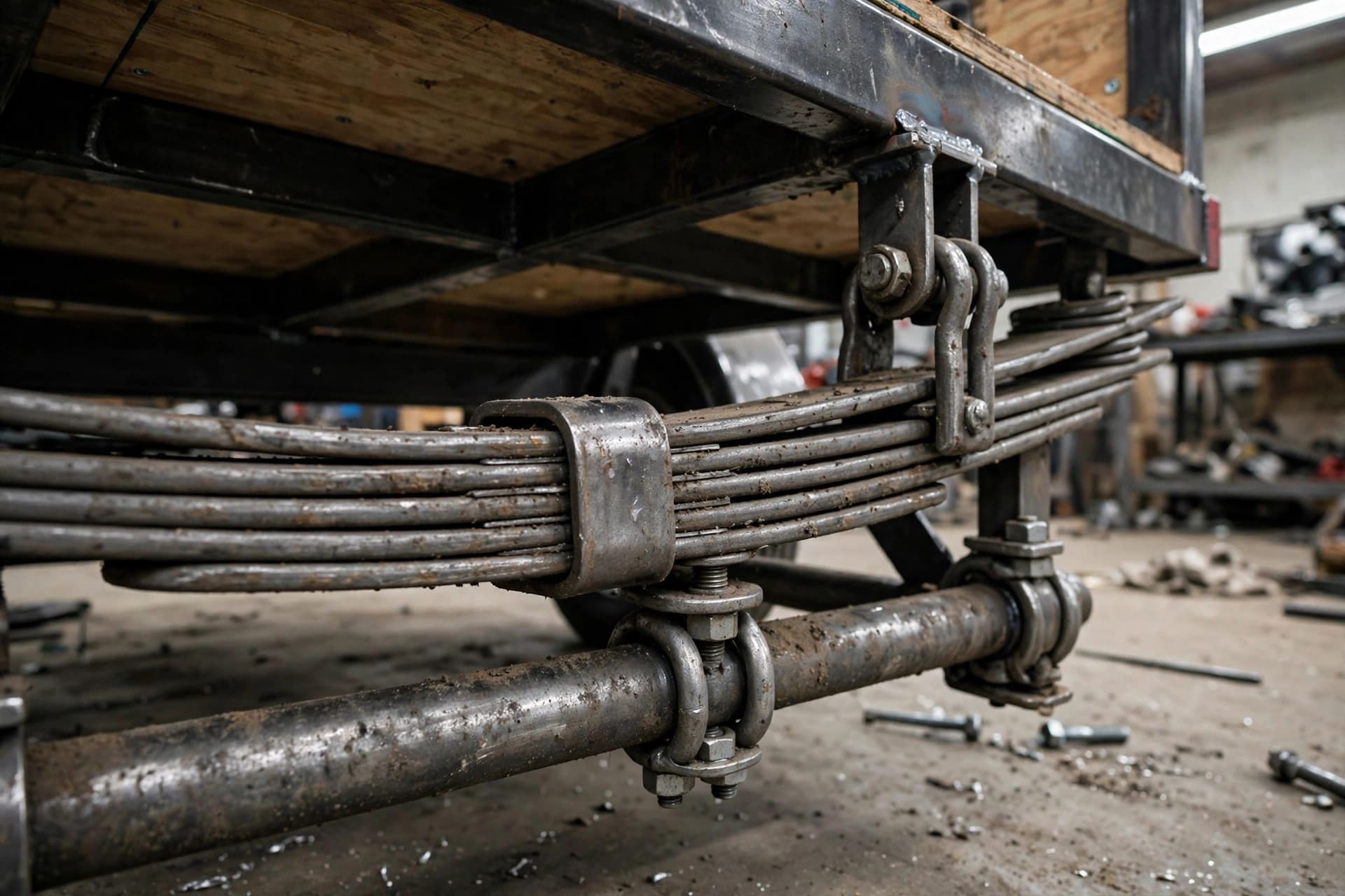 axle placement guide: leaf spring suspension close-up
