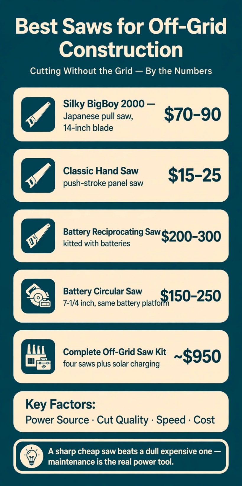 best saws for off-grid construction