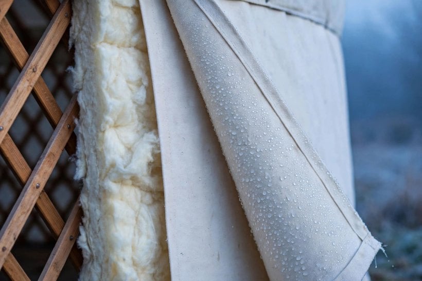 condensation control in yurts: the dew point forming inside the felt layer between warm indoor air and the cold outer canvas